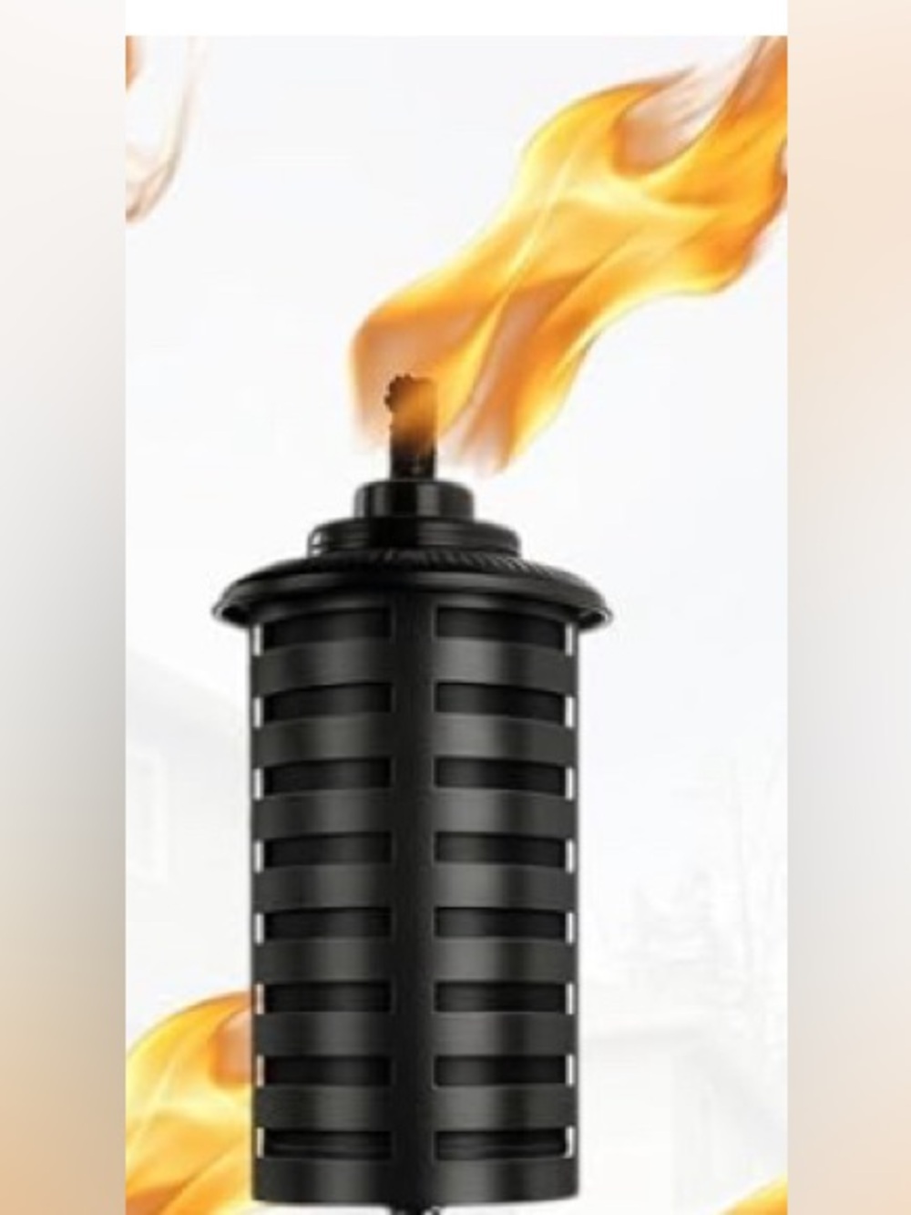 Outdoor Black Garden Tiki Torch - Portable Flame Lantern